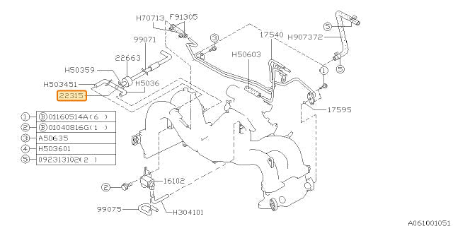 Subaru OEM Vacuum Hose Tee | 22315AA010