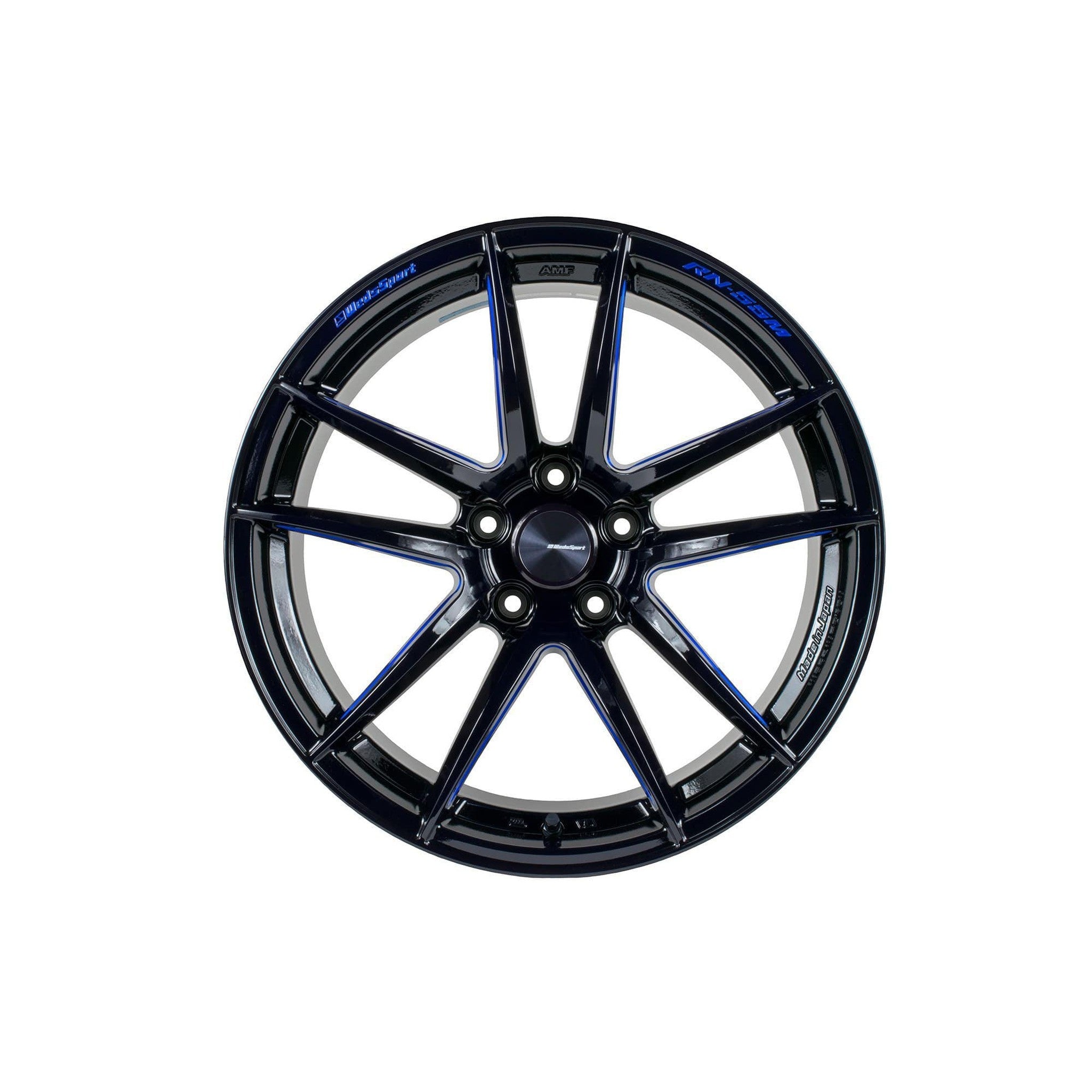 WedsSport RN-55M 18x9 +45 5x120 Black Blue Machine Wheel
