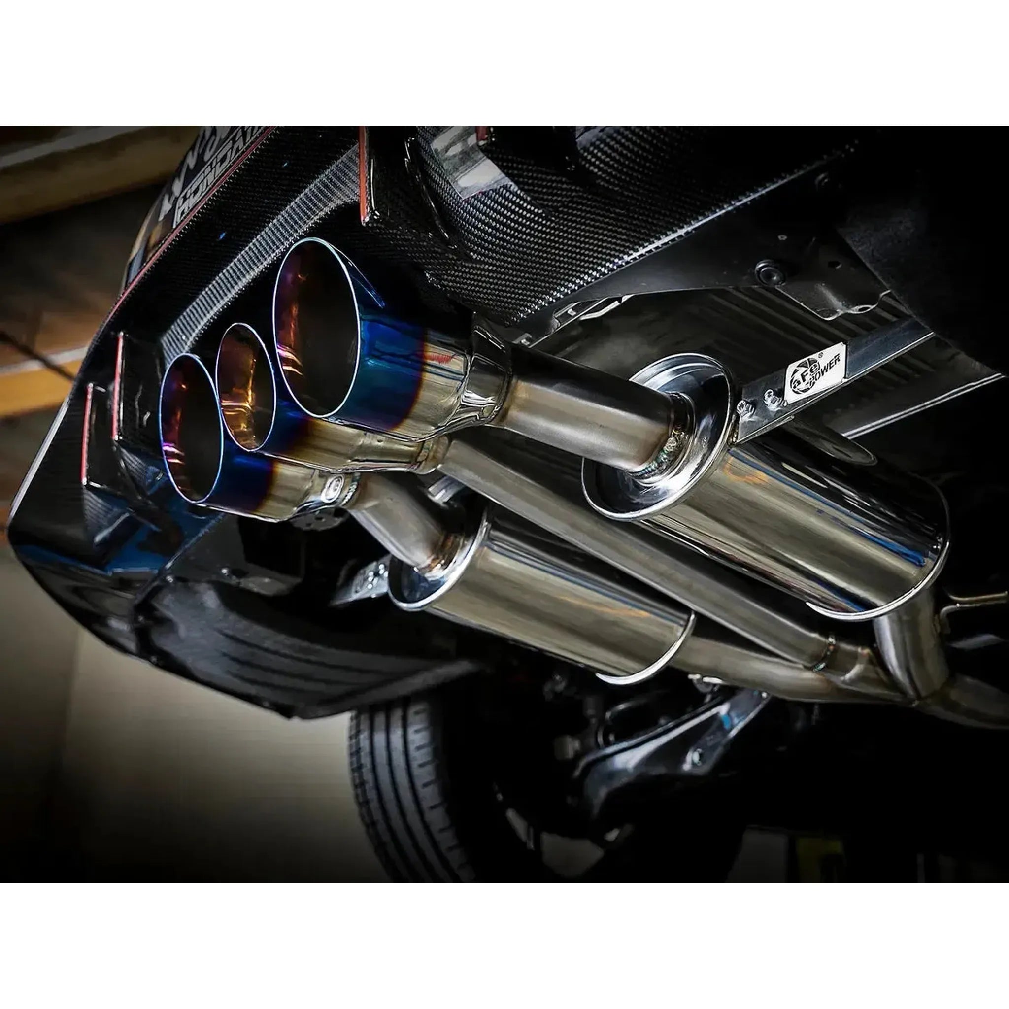 aFe Takeda 3in 304 SS Cat Back Exhaust w/ Blue Flame Tips Honda Civic Type R 2017-2021 | 49-36616-L
