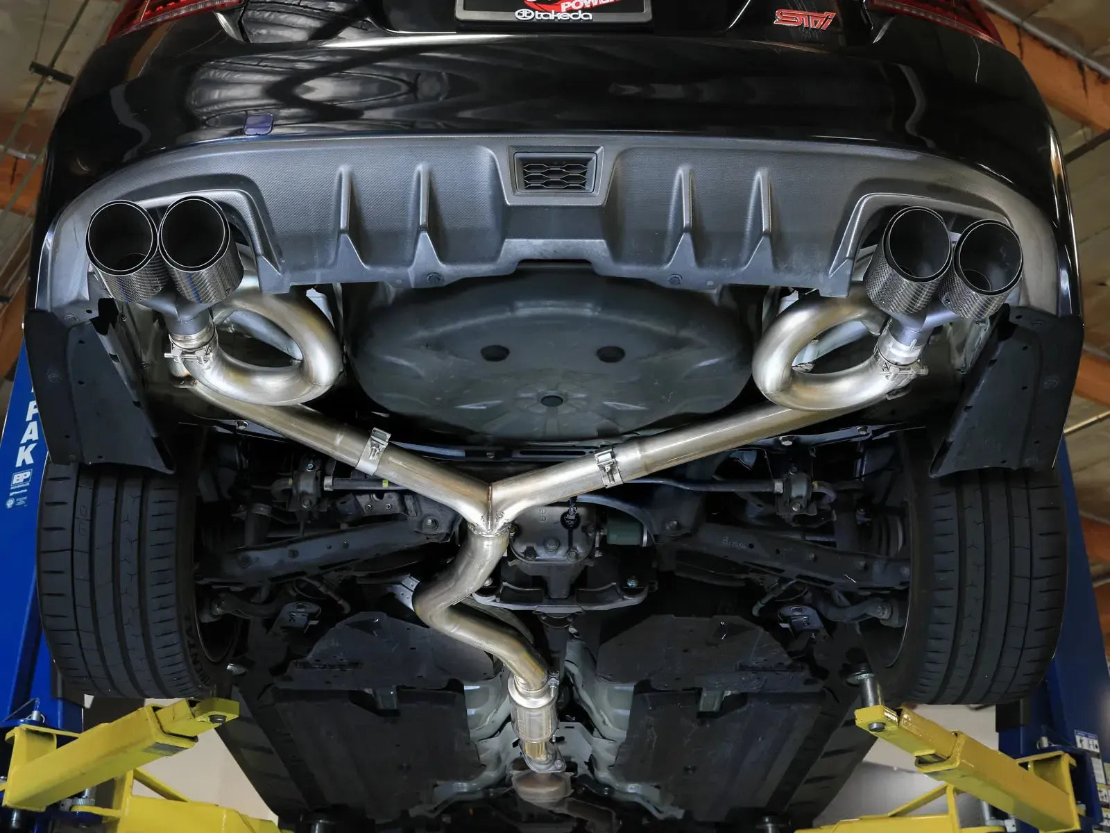 aFe Takeda 3in to 2-1/2in Stainless Cat Back Exhaust Carbon Fiber Tip Subaru WRX / STI 2015-2021 | 49-36810-C