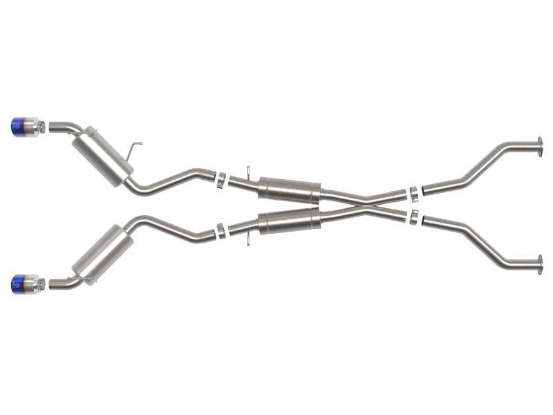 aFe Takeda Cat-Back Exhaust w/ Blue Flame Tips Nissan 370Z 2009-2020 | 49-36139-L