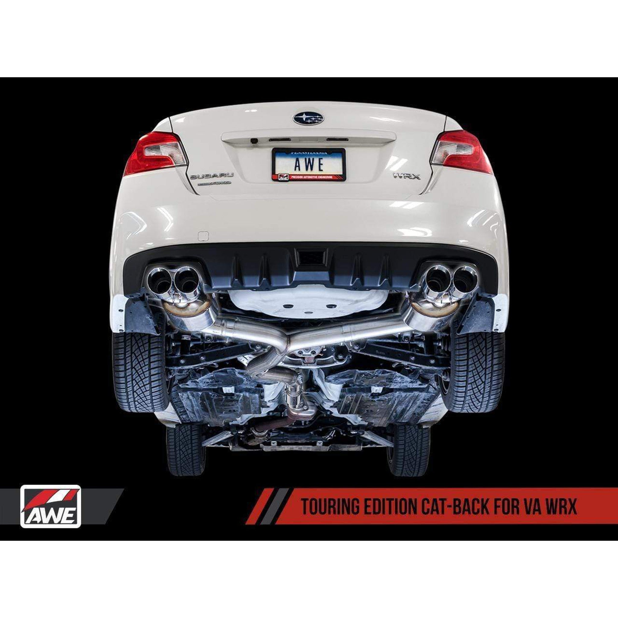 AWE Touring Edition Cat Back Exhaust Diamond Black Quad Tips (102mm) Subaru WRX 2015-2021 | 3015-43102