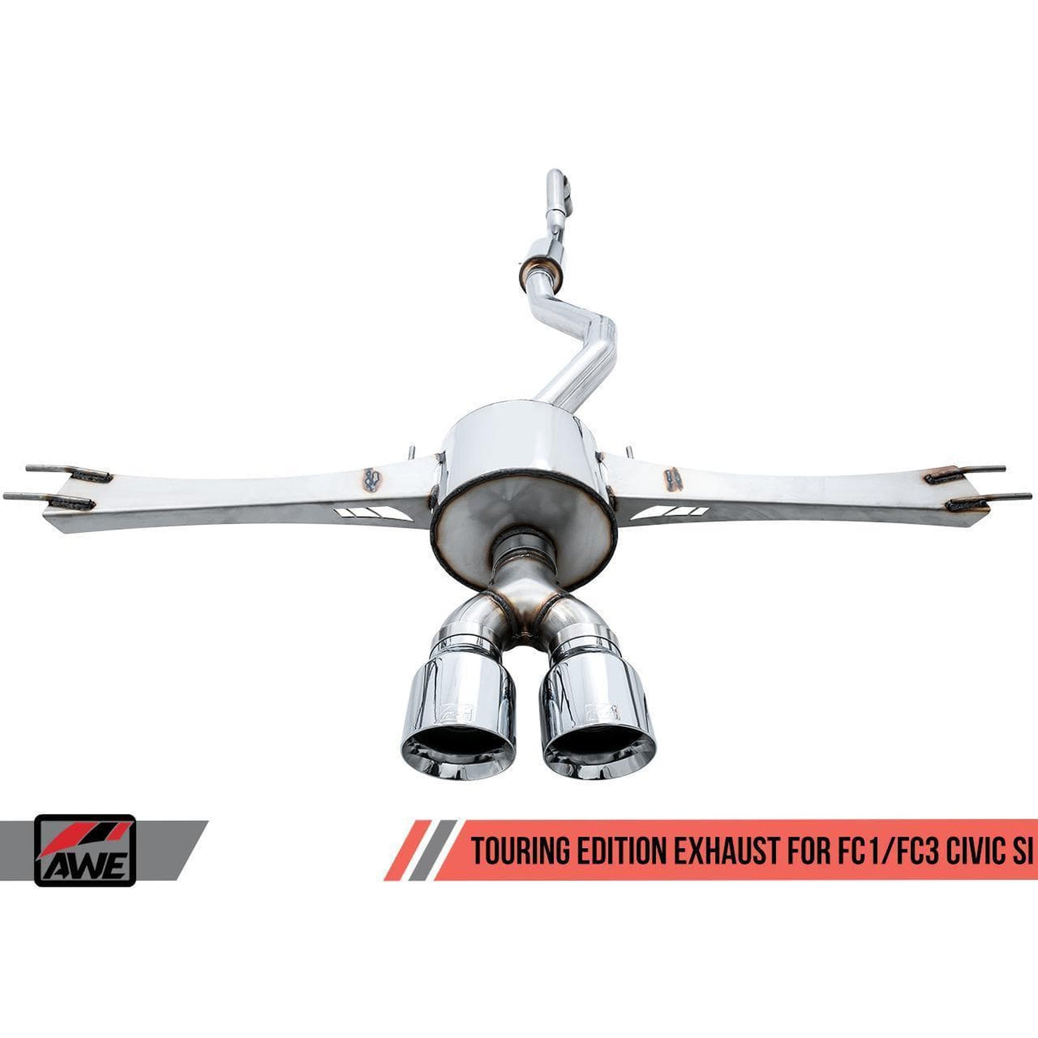 AWE Touring Edition Exhaust w/Front Pipe & Dual Chrome Silver Tips Honda Civic Si 2017-2020 | 3015-32108