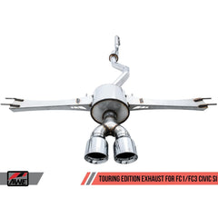 AWE Touring Edition Exhaust w/Front Pipe & Dual Chrome Silver Tips Honda Civic Si 2017-2020 | 3015-32108