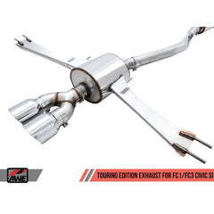 AWE Touring Edition Exhaust w/Front Pipe & Dual Chrome Silver Tips Honda Civic Si 2017-2020 | 3015-32108