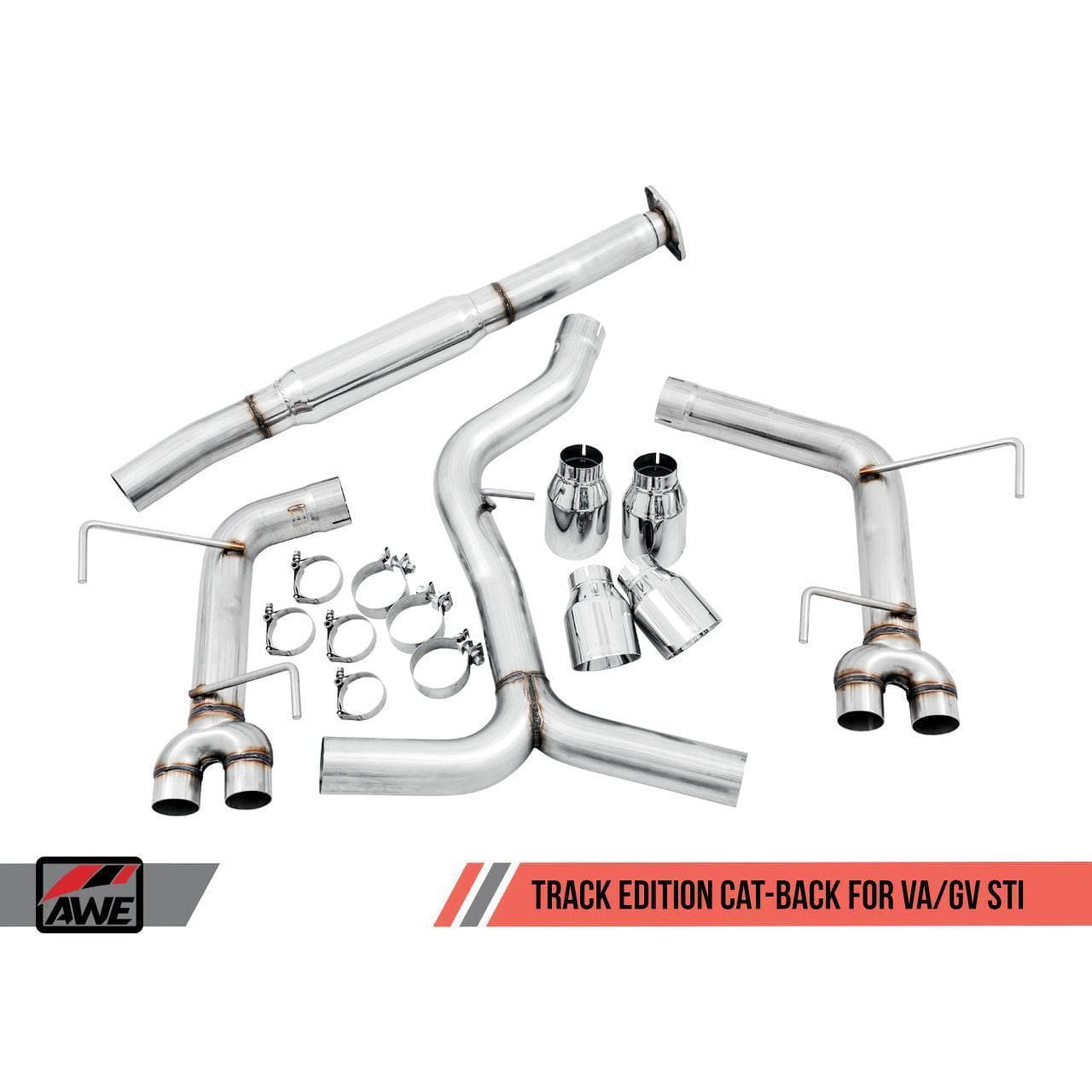 AWE Track Cat Back Exhaust Subaru WRX / STI Sedan 2011-2021 Diamond Black Quad Tips 102mm