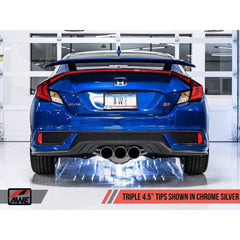 AWE Track Edition Exhaust w/Front Pipe & Triple Chrome Silver Tips Honda Civic Si 2017-2020 | 3020-52008