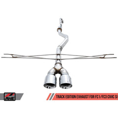 AWE Track Edition Exhaust w/Front Pipe & Triple Chrome Silver Tips Honda Civic Si 2017-2020 | 3020-52008