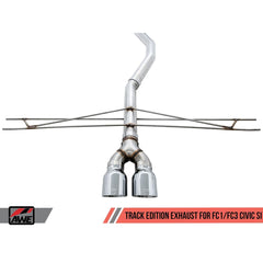 AWE Track Edition Exhaust w/Front Pipe & Triple Chrome Silver Tips Honda Civic Si 2017-2020 | 3020-52008