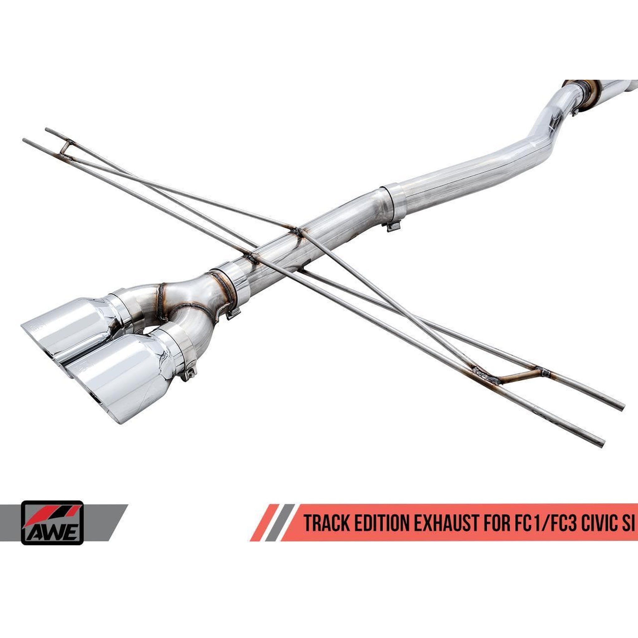 AWE Track Edition Exhaust w/Front Pipe & Triple Chrome Silver Tips Honda Civic Si 2017-2020 | 3020-52008