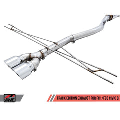 AWE Track Edition Exhaust w/Front Pipe & Triple Chrome Silver Tips Honda Civic Si 2017-2020 | 3020-52008