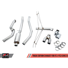 AWE Track Edition Exhaust w/Front Pipe & Triple Chrome Silver Tips Honda Civic Si 2017-2020 | 3020-52008