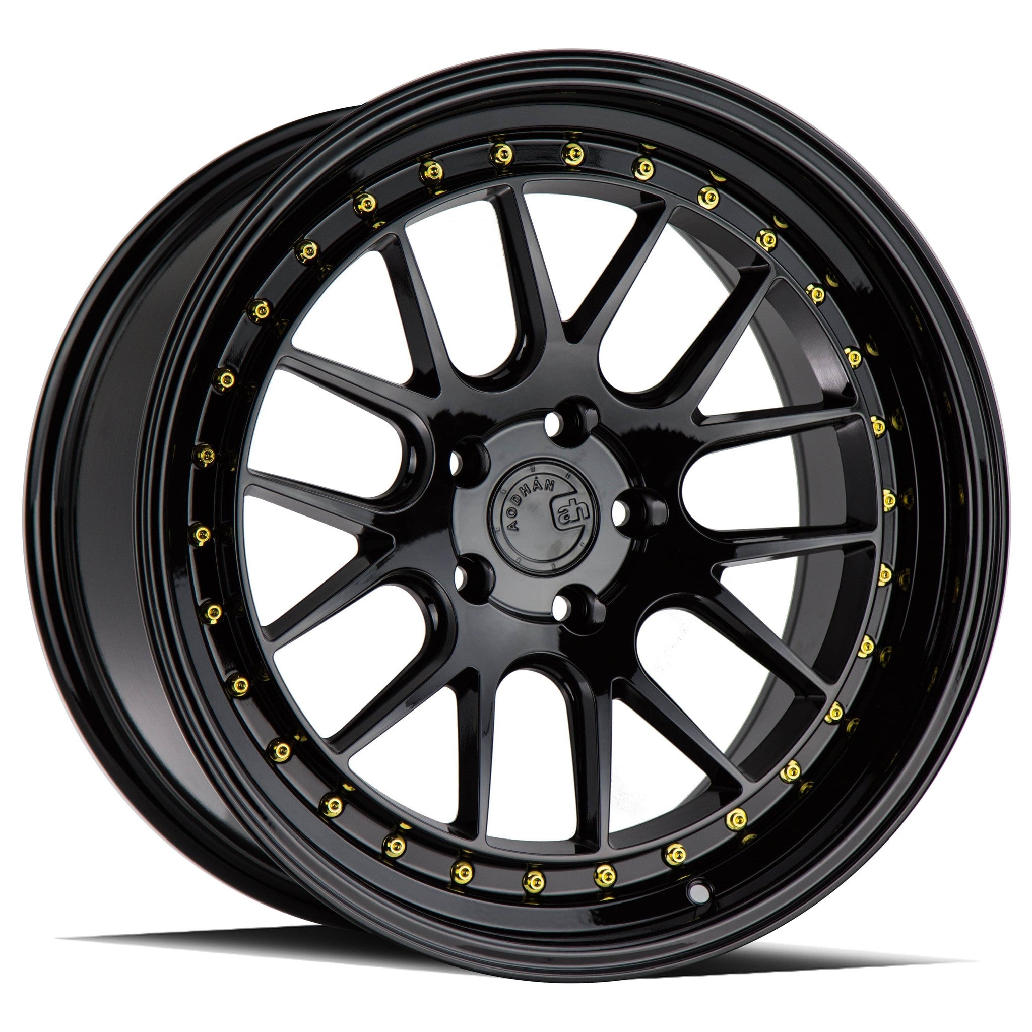 AodHan DS-06 Gloss Black W /Gold Rivets Wheel 19x9.5 15mm 5x114.3
