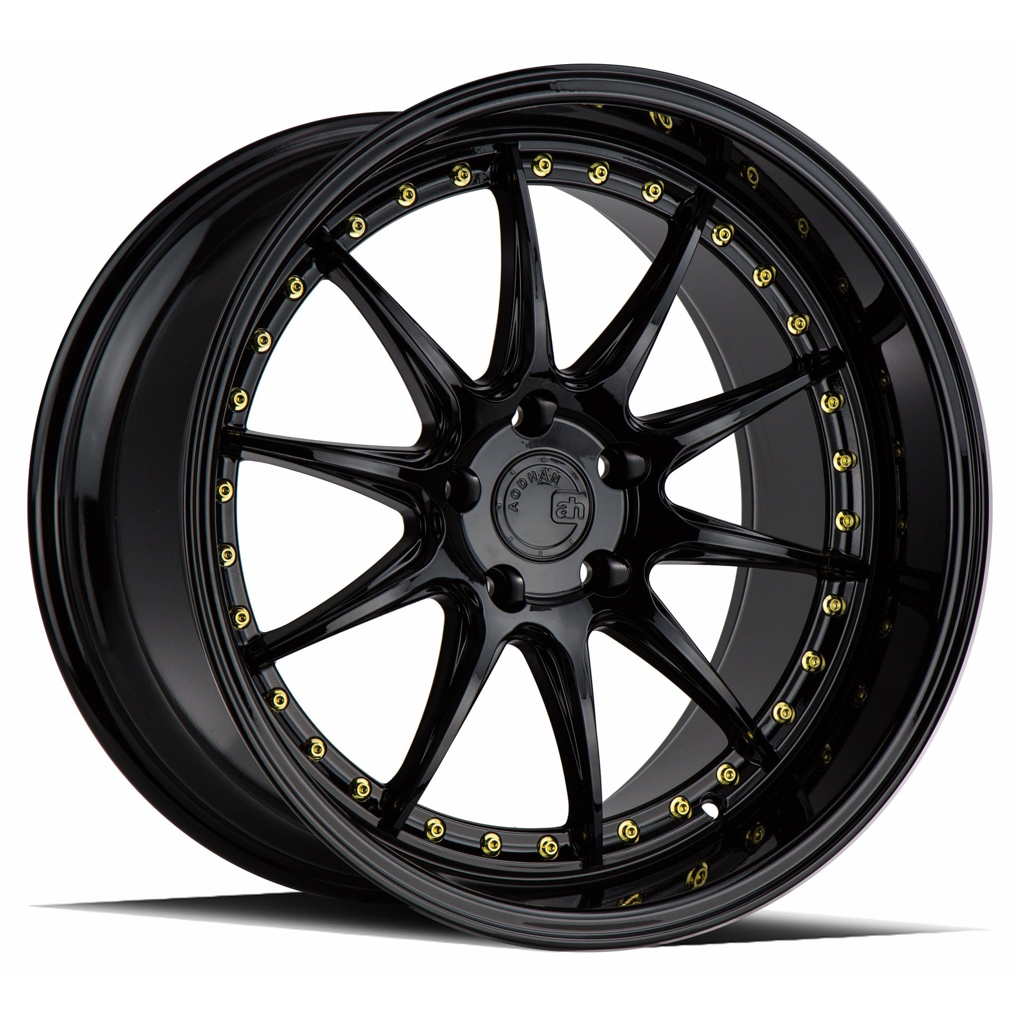 AodHan DS-07 Gloss Black W /Gold Rivets Wheel 19x11 15mm 5x114.3