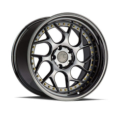 AodHan DS01 Wheel Black Vacuum W/ Gold Rivets 18x8.5 5x114.3 73.1 Bore 35mm