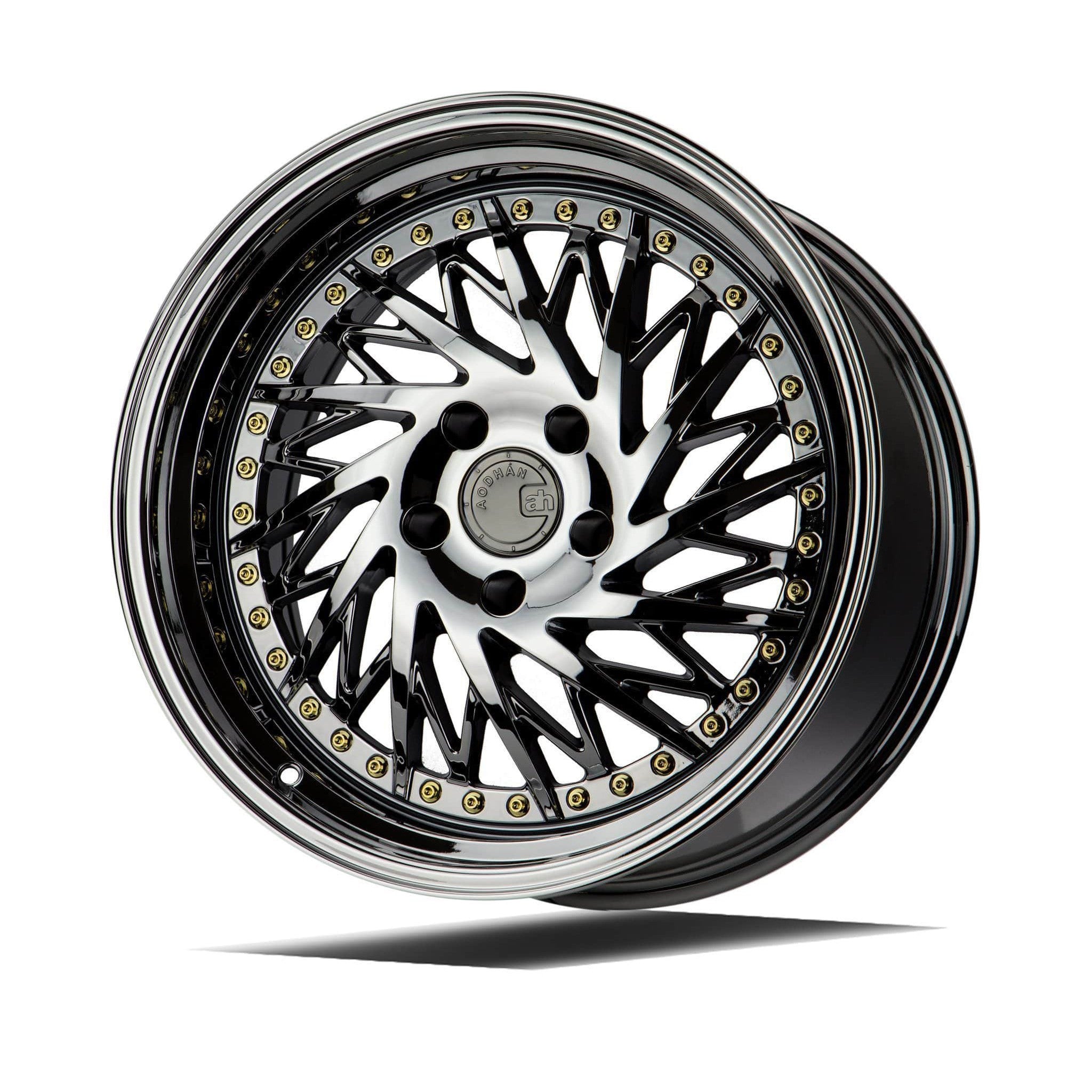 AodHan DS03 Wheel Black Vacuum w/ Gold Rivets 18x9.5 (Passanger Side) 5x114.3 73.1 Bore 30mm