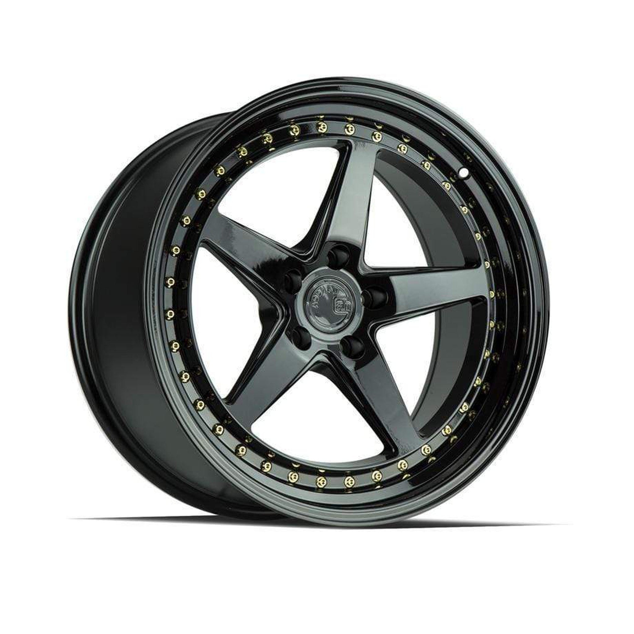 AodHan DS05 Gloss Black W /Gold Rivets Wheel 18x8.5 35mm 5x100