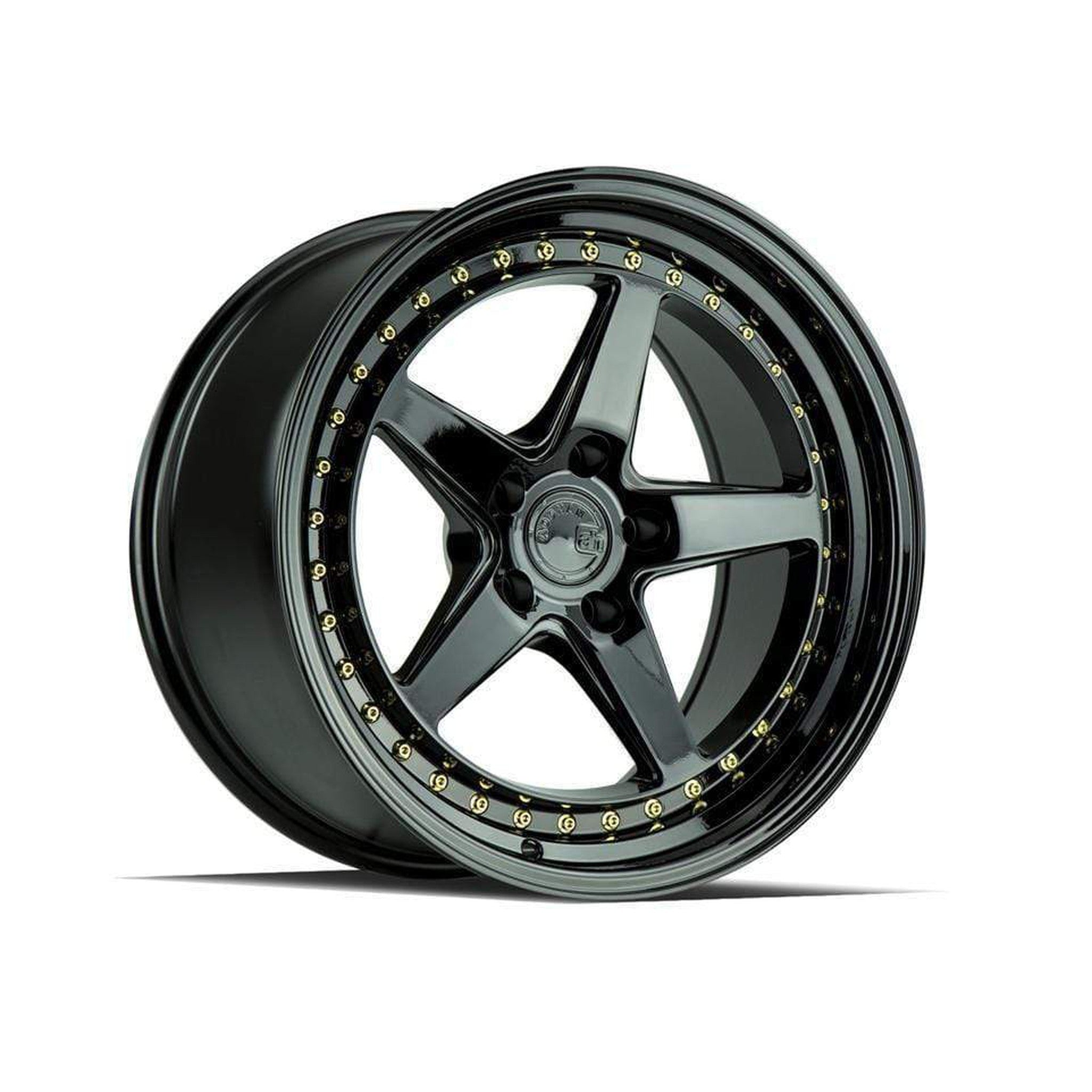 AodHan DS05 Gloss Black W /Gold Rivets Wheel 19x9.5 15mm 5x114.3