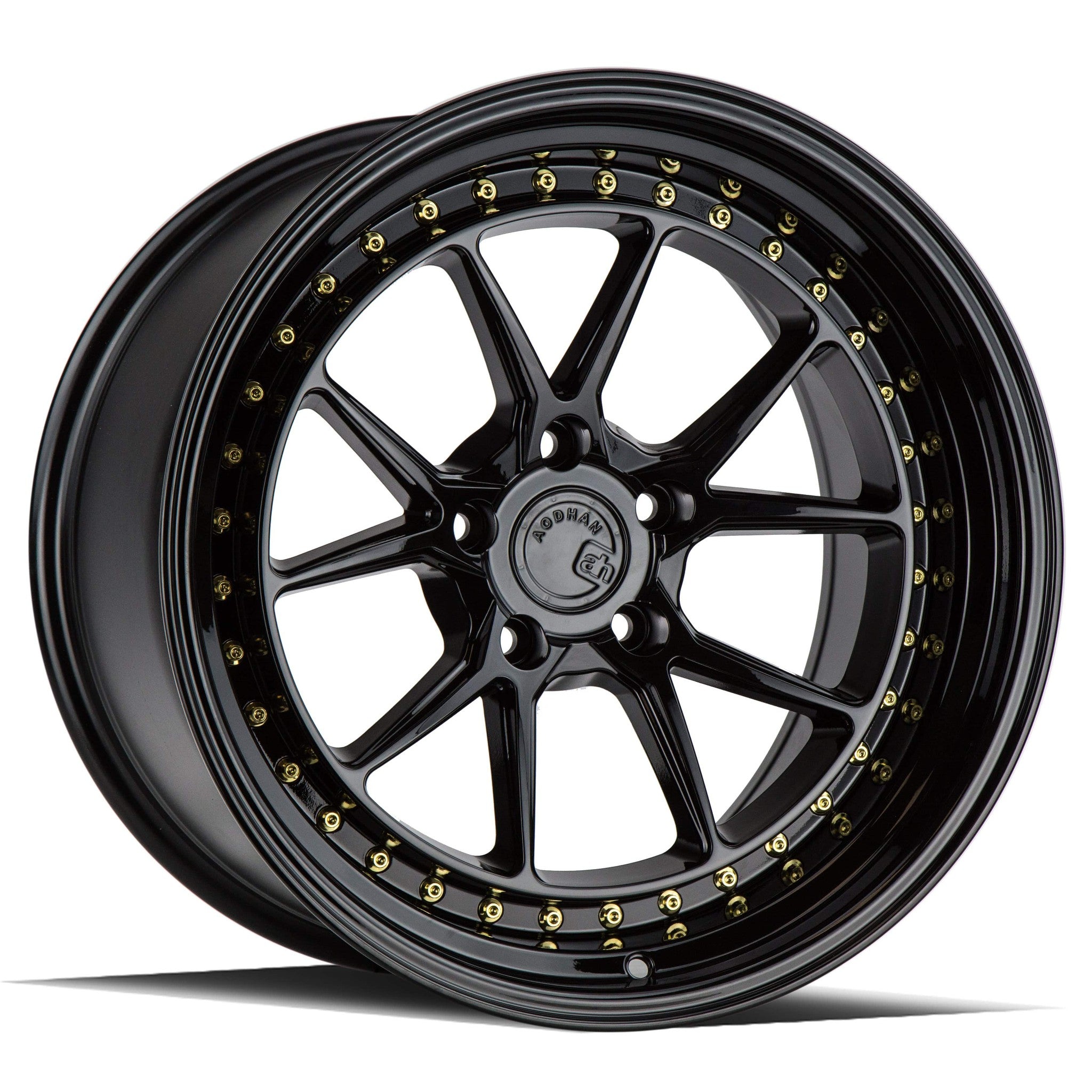 AodHan DS08 Gloss Black W /Gold Rivets Wheel 18x8.5 35mm 5x100