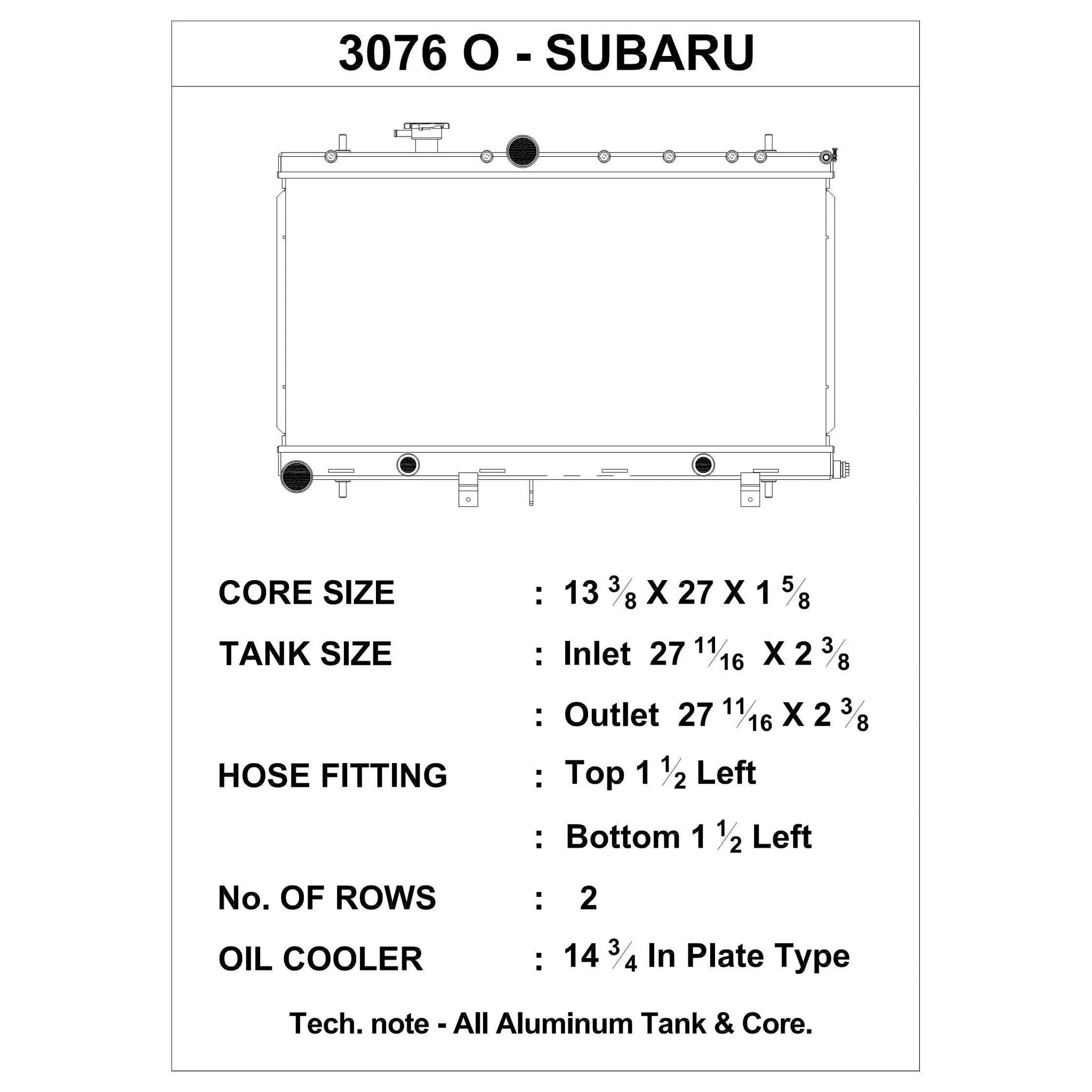 CSF Racing Radiator w/ Built-in Oil Cooler and Sandwich Plate Subaru WRX / STI 2002-2007
