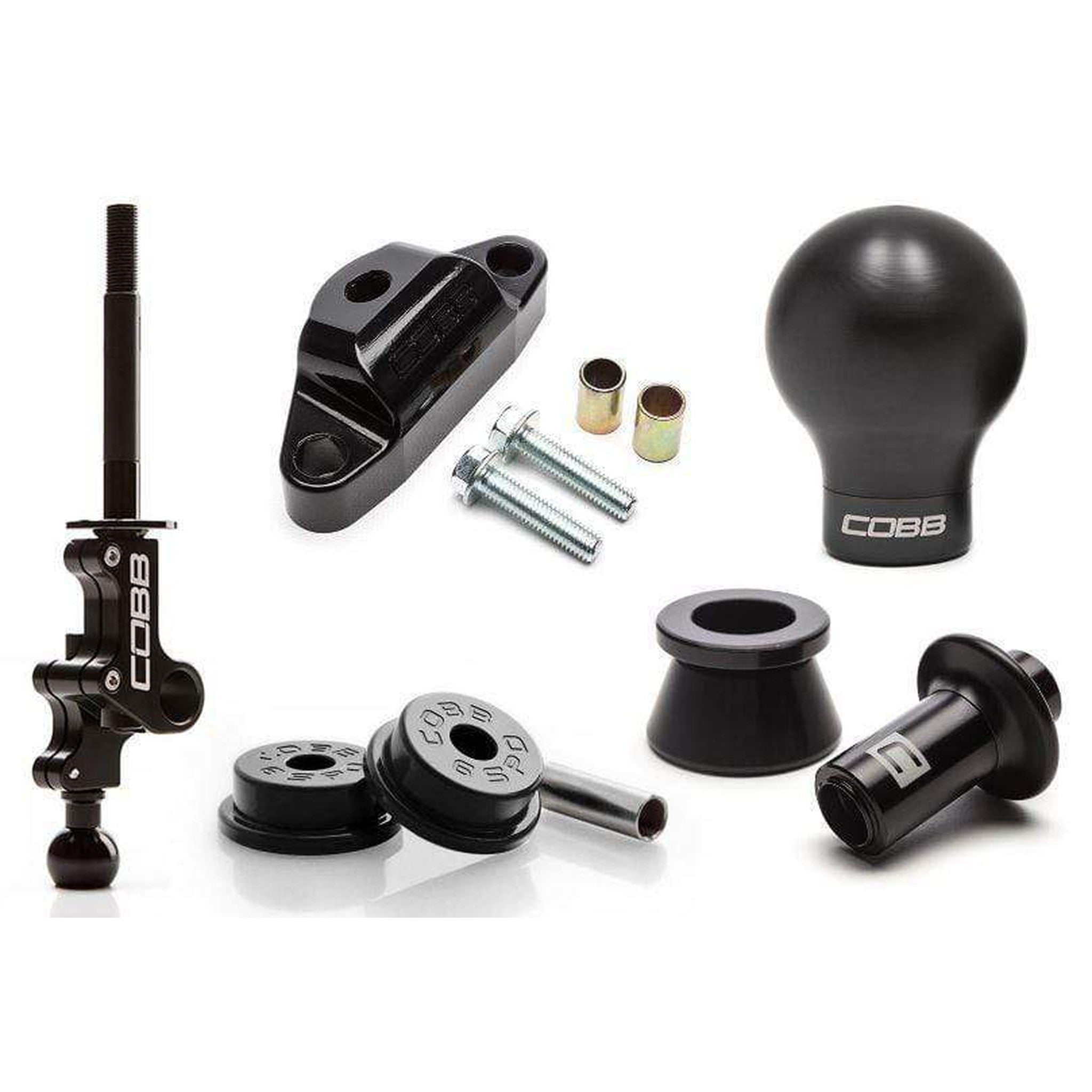 Cobb Stage 2+ Drivetrain Package White w/ Stealth Black Knob & Reverse Lockout Pull - White/Stealth Black Subaru STI 2004-2021 | 215X02P-W-BK-Knob-W-BK-Lockout
