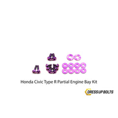 Dress Up Bolts Honda Civic Type R (2017-2019) Titanium Dress Up Bolt Partial Engine Bay Kit