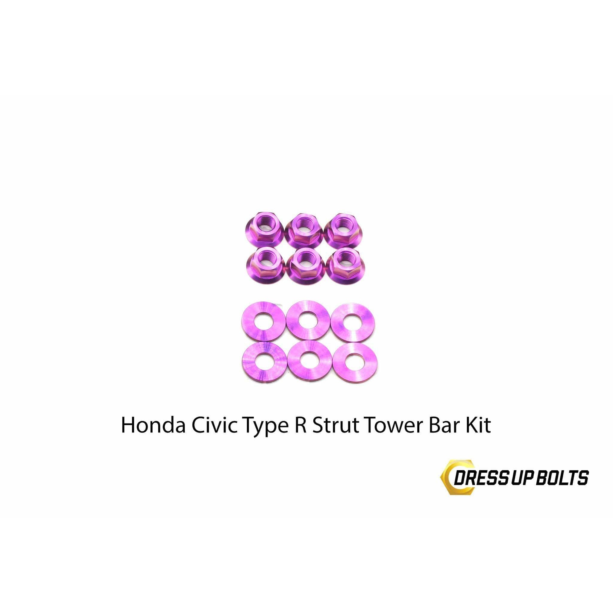 Dress Up Bolts Honda Civic Type R (2017-2019) Titanium Dress Up Bolt Strut Tower Bar Kit