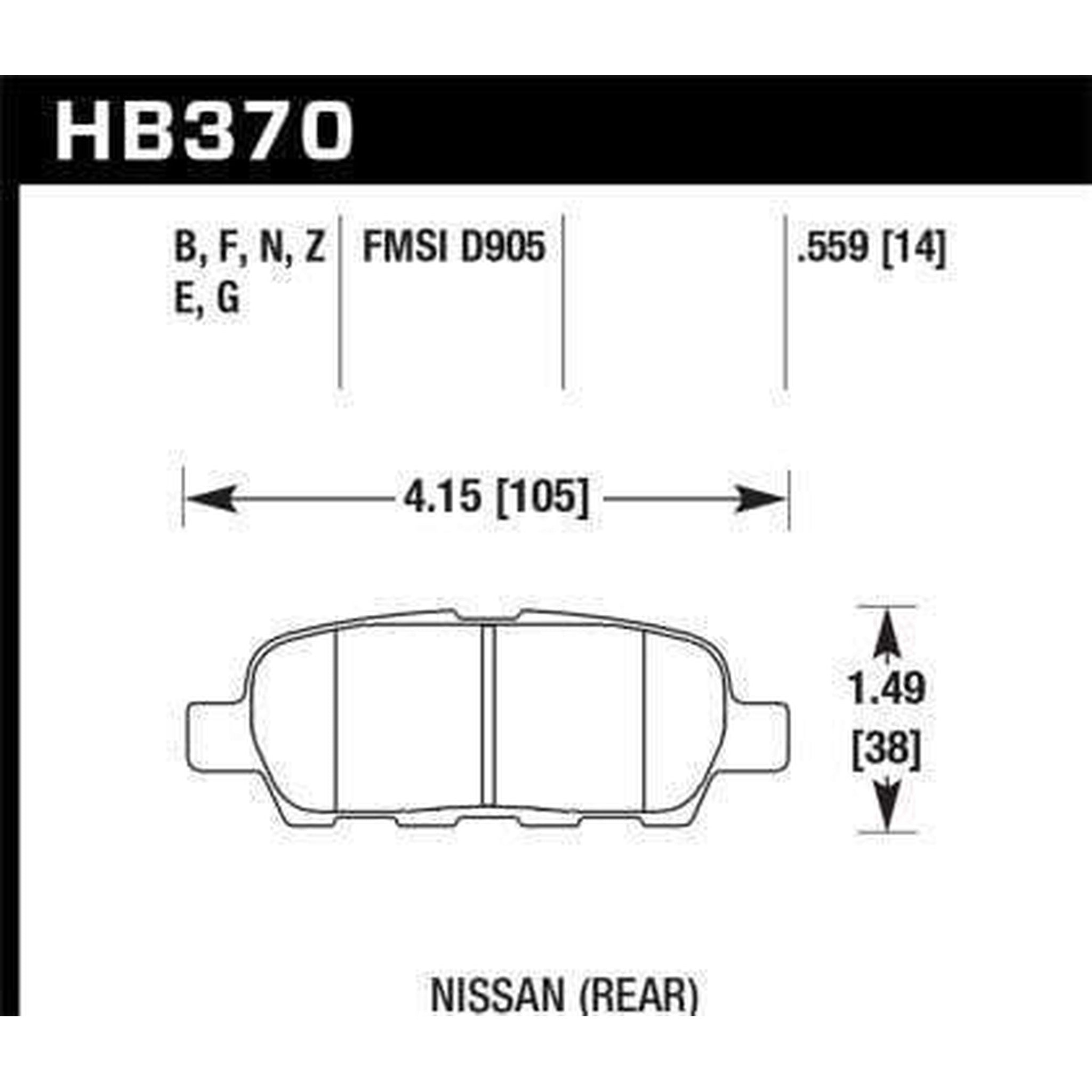 Hawk Ceramic Rear Brake Pads Nissan 350z / Infiniti G35 / G35X / Infiniti FX35 / FX45 2003-2009 | HB370Z.559