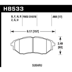 Hawk DTC-60 Race Front Brake Pads Subaru WRX 2015-2021 | HB533G.668