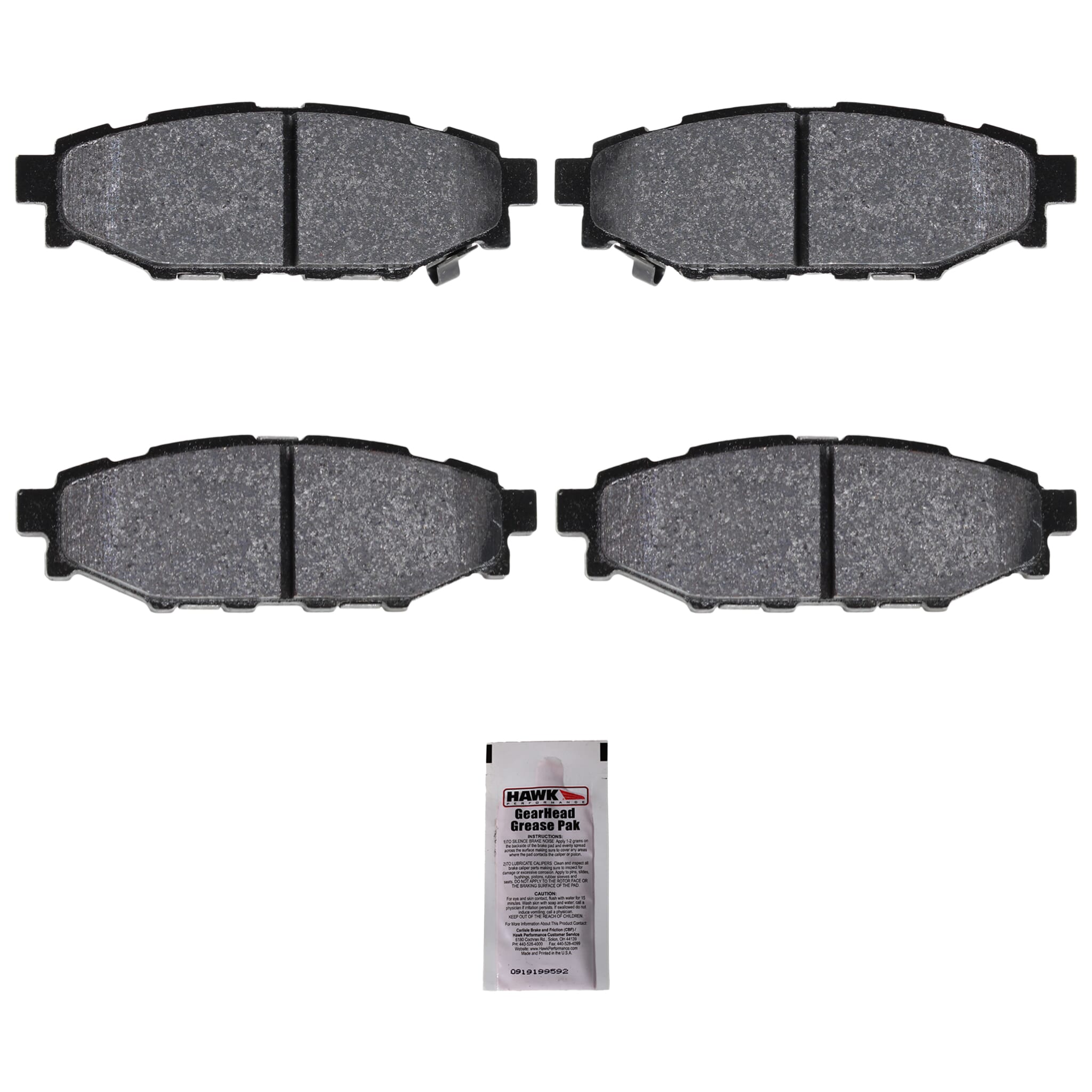 Hawk HPS Rear Brake Pads Subaru WRX w/o Eyesight Tech 2008-2021 / BRZ 2013-2020 / FR-S 2013-2016 | HB557F.545