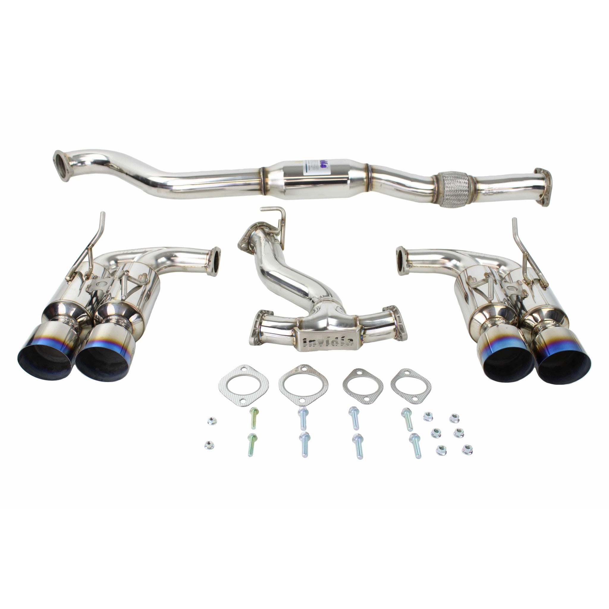 Invidia R400 Gemini Cat Back Exhaust w/Titanium Tips Subaru STI 2008-2014 / WRX 2011-2014 Hatchback | HS08ST5GM4ST