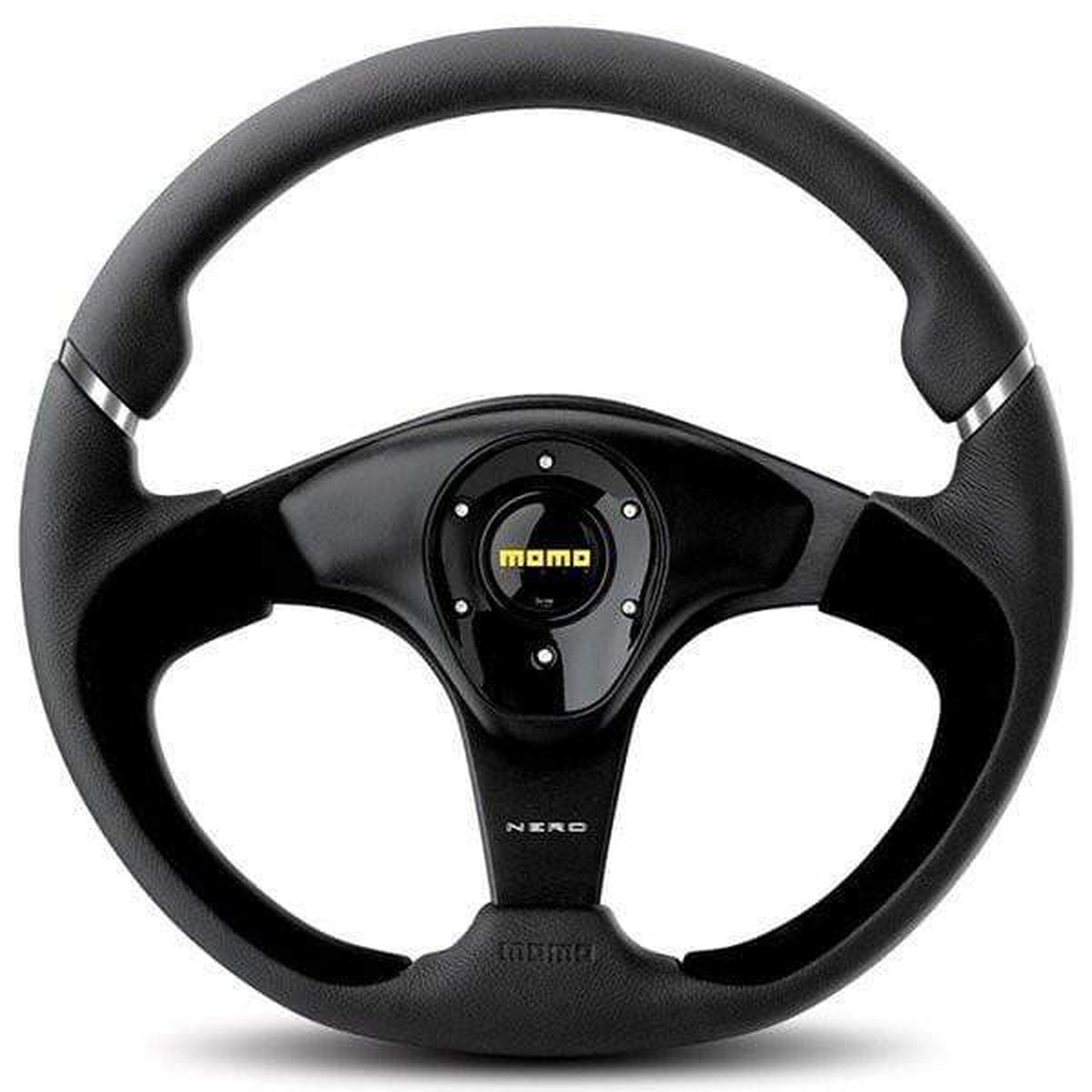 MOMO Tuning Nero 350mm Black Leather, Black Spoke Steering Wheel