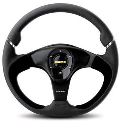 MOMO Tuning Nero 350mm Black Leather, Black Spoke Steering Wheel