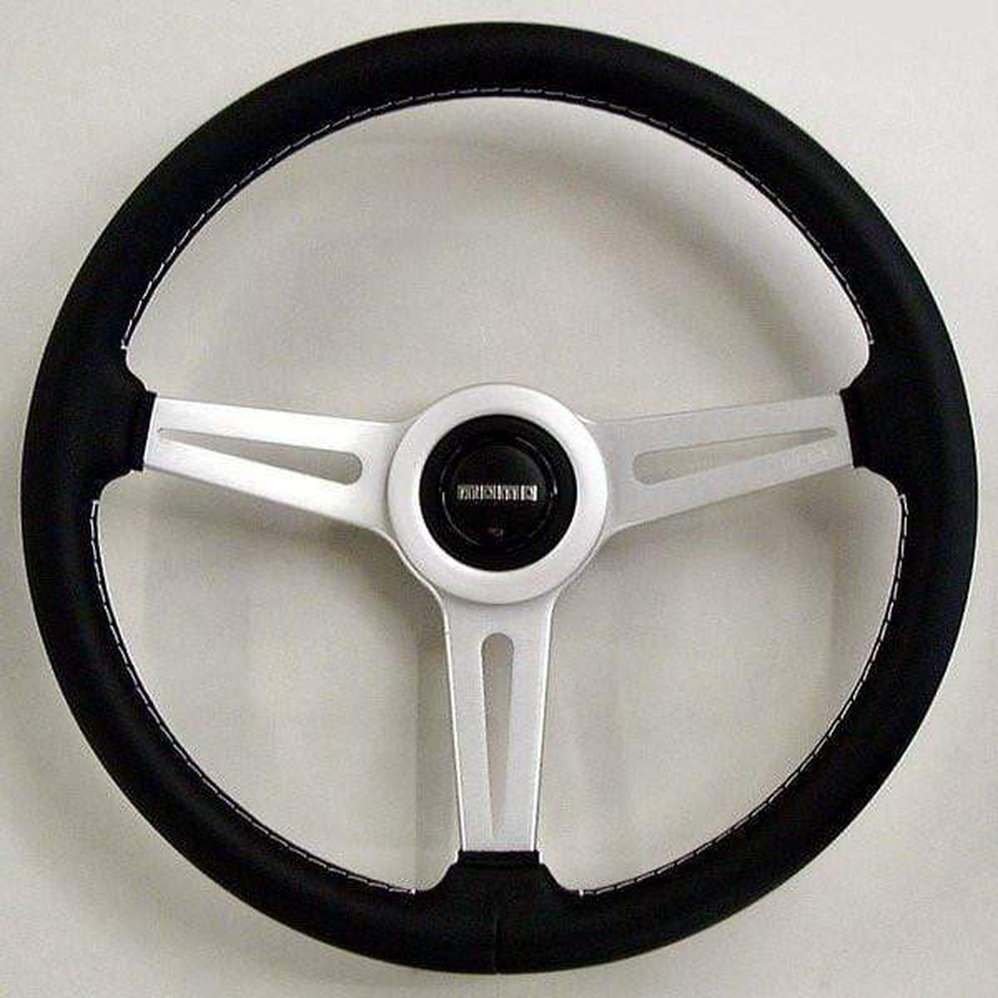 MOMO Tuning Retro 360mm Black Leather, Silver Spoke Steering Wheel