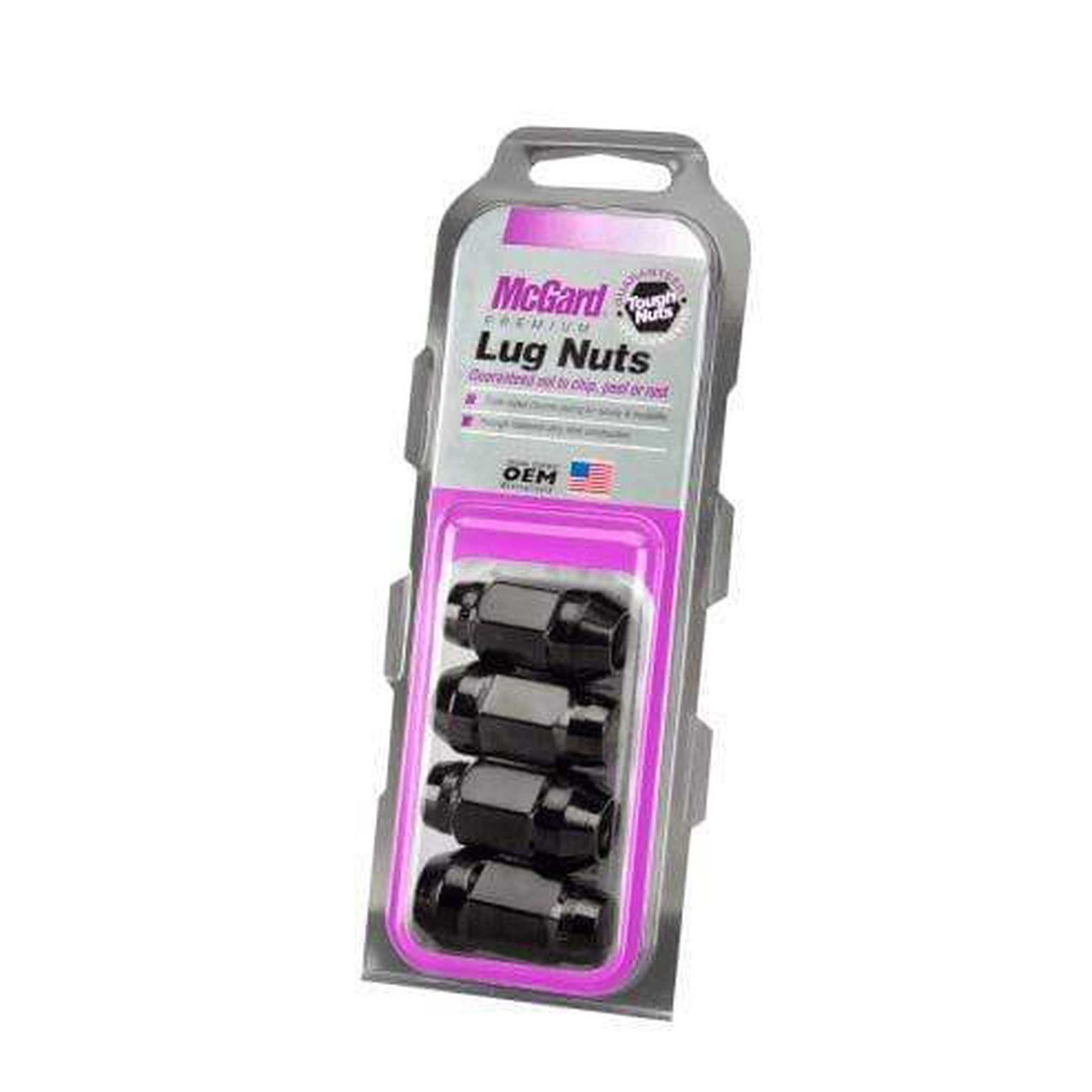 McGard Hex Lug Nut (Cone Seat Bulge Style) 1/2-20 / 3/4 Hex / 1.45in. Length (4-pack) - Black