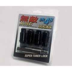 Muteki SR48 Open End Locking Lug Nut 12x1.25 48mm Set of 4 Black | 32901B
