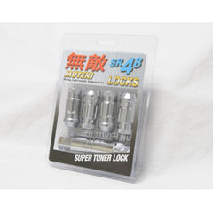 Muteki SR48 Open End Locking Lug Nut 12x1.25 48mm Set of 4 Silver | 32901SS