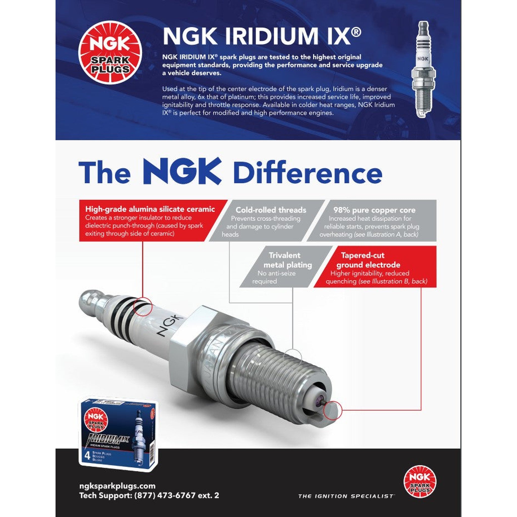 NGK (BKR5EIX-11) Iridium IX Spark Plugs Set of 4 Subaru Impreza 2006 - 2011 / Baja 2004 - 2006 | 5464