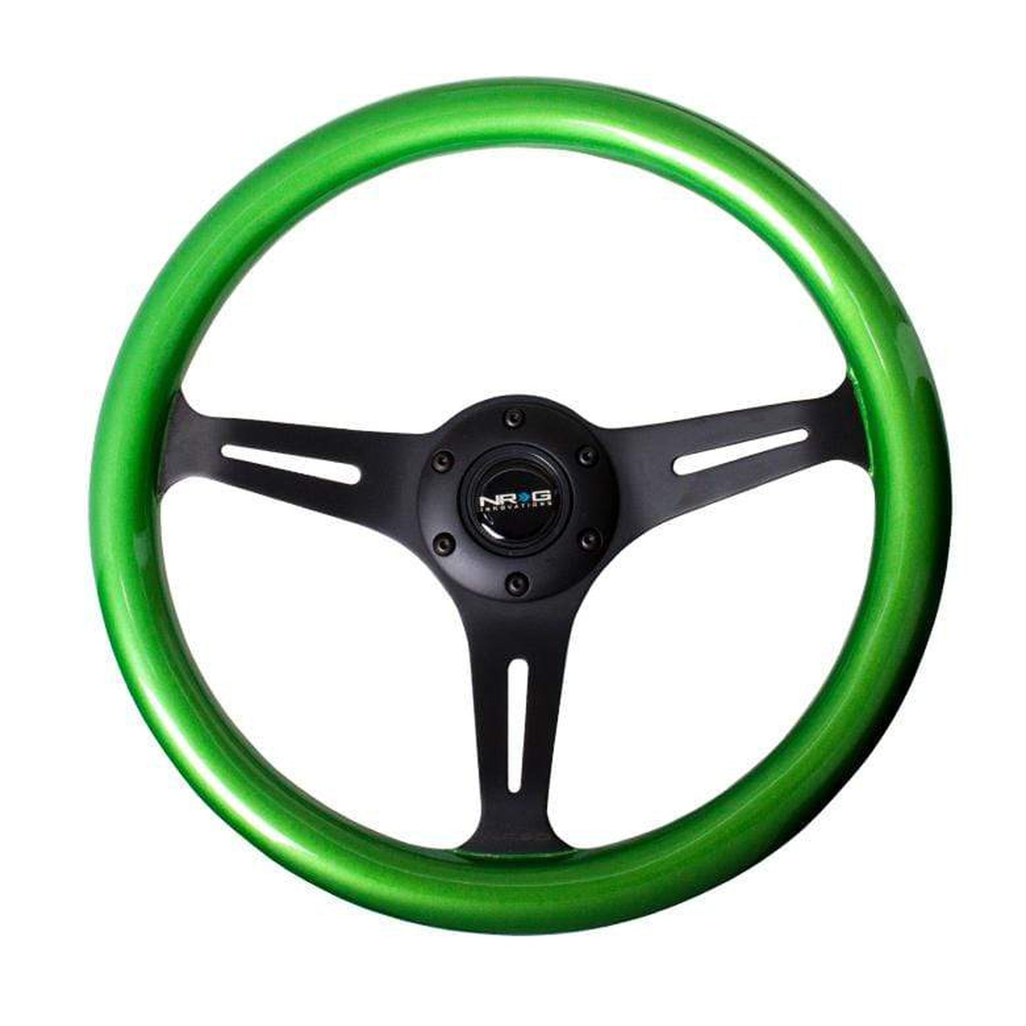NRG Classic Green Wood Grain w/ Black Center Steering Wheel | ST-015BK-GN