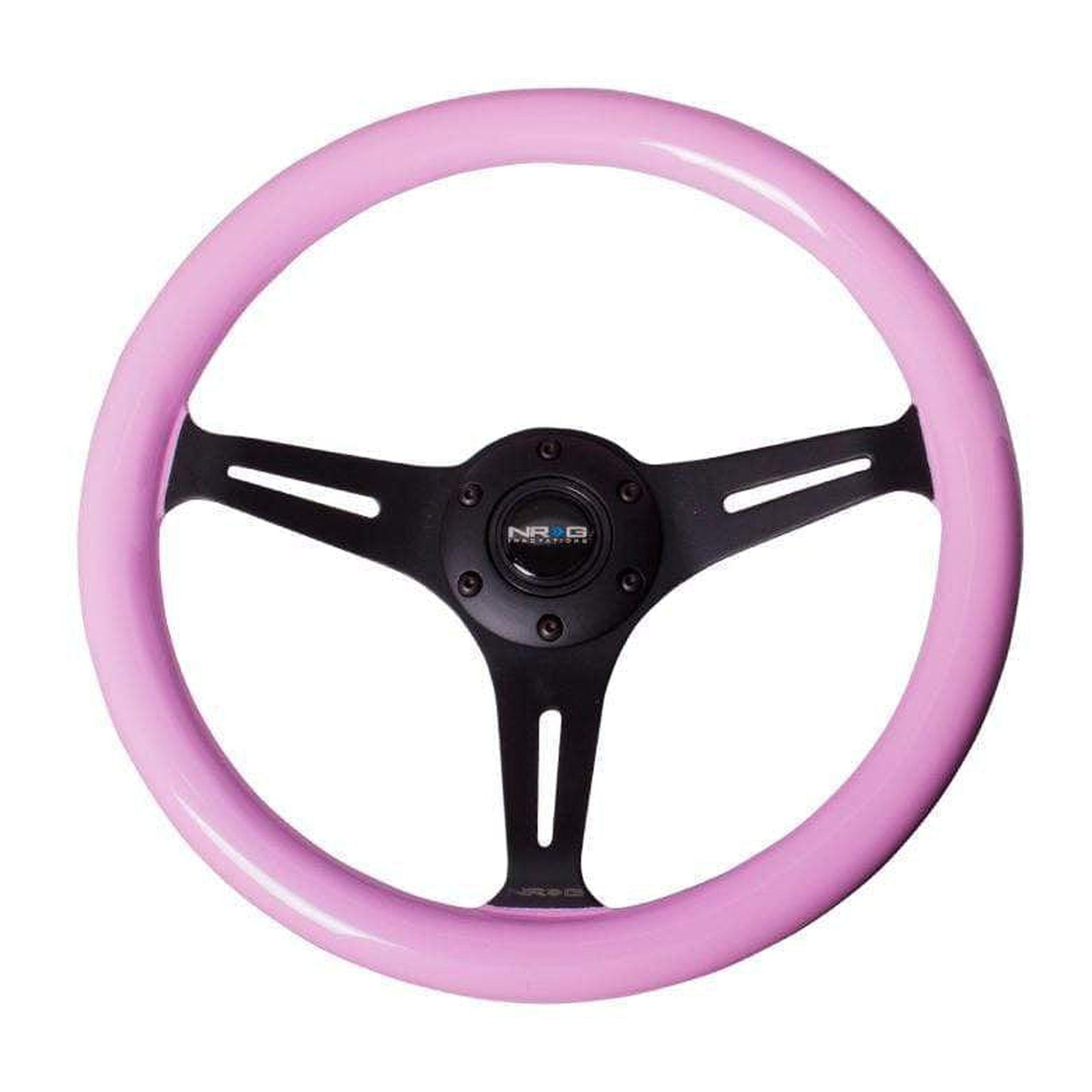 NRG Classic Pink Wood Grain w/ NeoChrome Center Steering Wheel | ST-015MC-PK