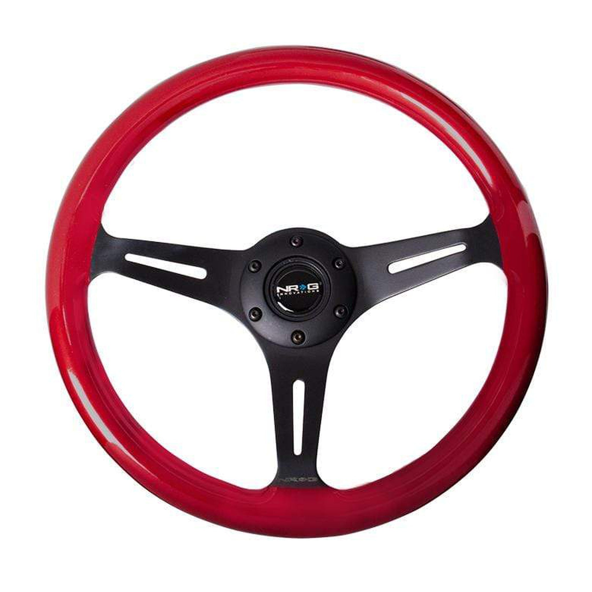 NRG Classic Red Wood w/ Black Center Grain Steering Wheel | ST-015BK-RD