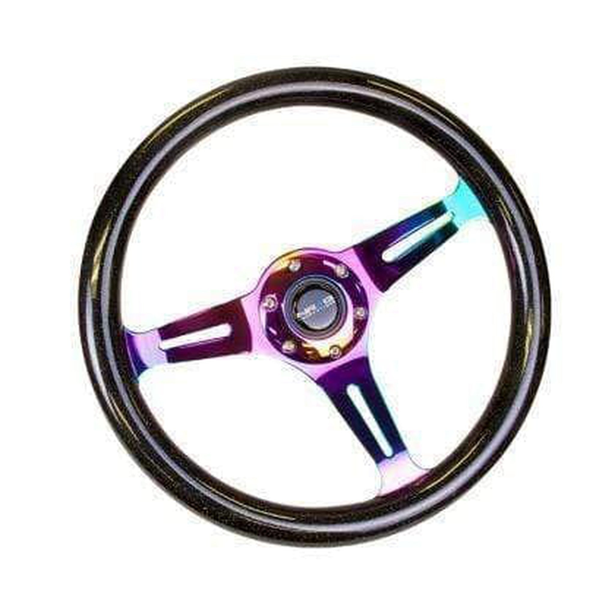 NRG Classic Sparkle Black Wood Grain w/ NeoChrome Center Steering Wheel | ST-015MC-BSB