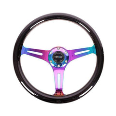 NRG Classic Sparkle Black Wood Grain w/ NeoChrome Center Steering Wheel | ST-015MC-BSB