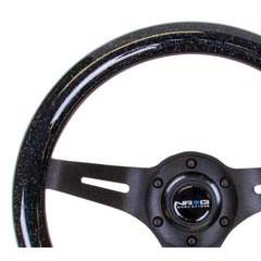NRG Classic Wood Grain Steering Wheel (310mm) Black Sparkle w/Blk 3-Spoke Center | ST-310BSB-BK