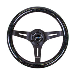 NRG Classic Wood Grain Steering Wheel (310mm) Black Sparkle w/Blk 3-Spoke Center | ST-310BSB-BK