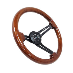 NRG Dark Wood Grain Steering Wheel 3in Deep 350mm Black Matte | RST-018BR-BK | RST-018BR-BK