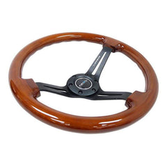 NRG Dark Wood Grain Steering Wheel 3in Deep 350mm Black Matte | RST-018BR-BK | RST-018BR-BK