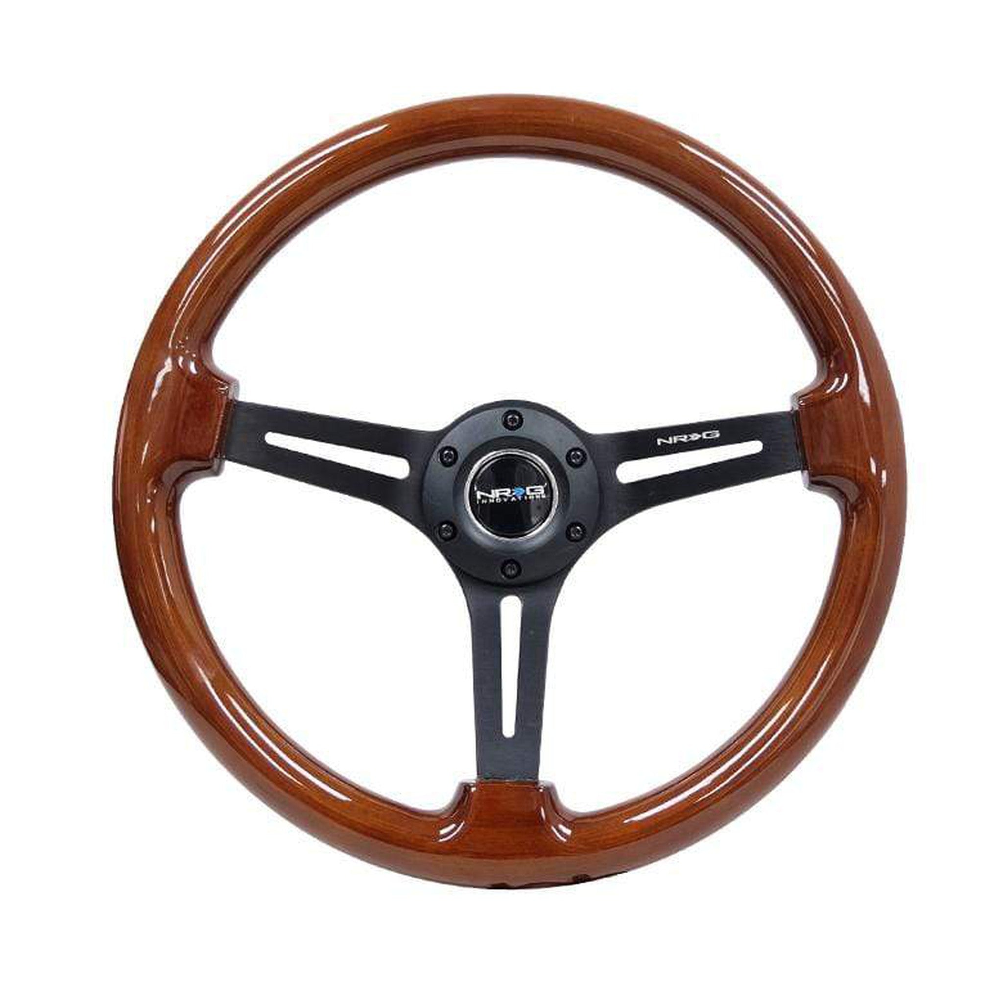 NRG Dark Wood Grain Steering Wheel 3in Deep 350mm Black Matte | RST-018BR-BK | RST-018BR-BK