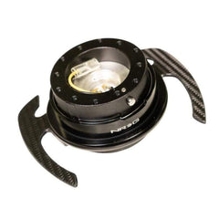 NRG Quick Release Kit Gen 4.0 Black Body / Black Ring w/ Carbon Fiber Handles | SRK-700CF