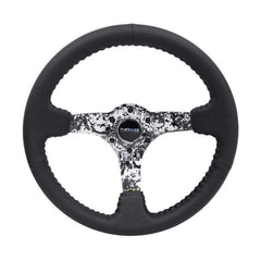 NRG Reinforced Steering Wheel (350mm / 3in. Deep) Blk Leather w/Hydrodipped Digi-Camo Spokes | RST-036DC-R